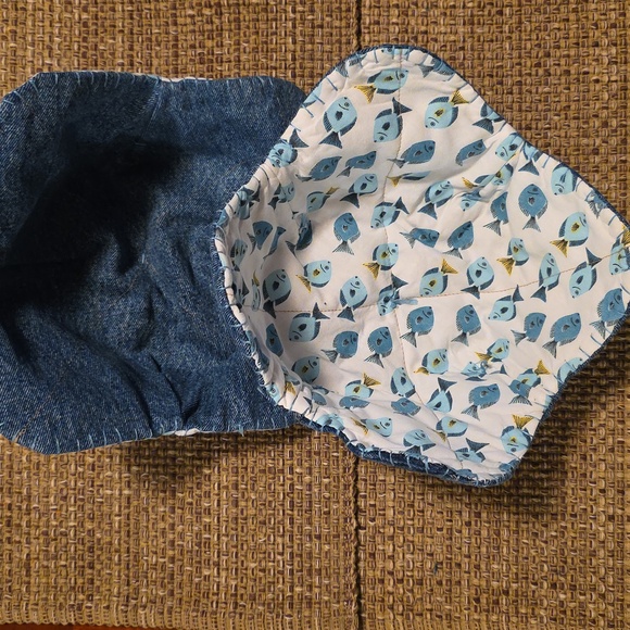 Upcycled Other - Blue Swimming Fish 2 Cozies Upcycled Blue Denim Jeans Hand Crafted XL